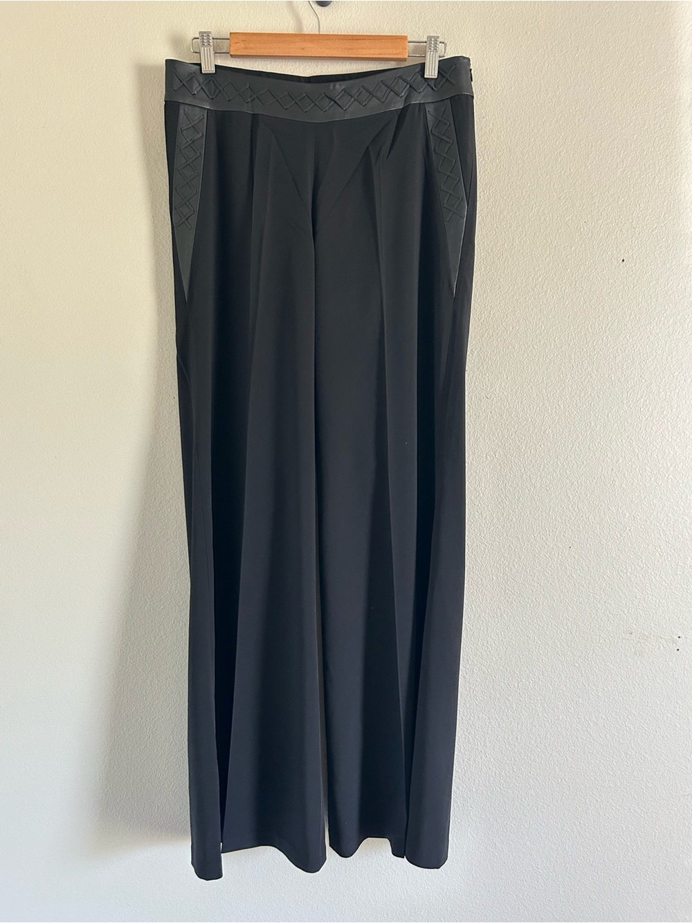 My Tribe Black Pants with Real Leather  Trim size 6 NWT I-8